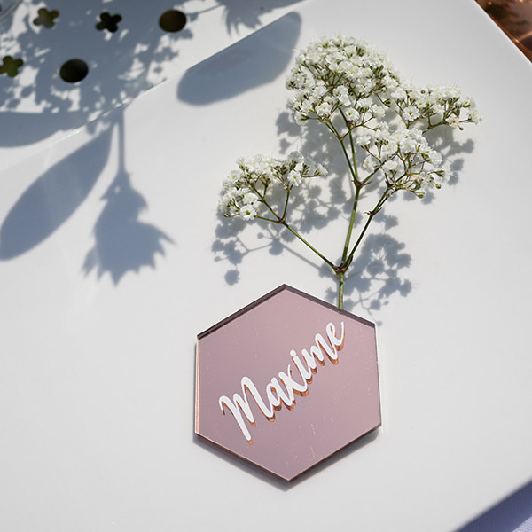 Marque table mariage plexiglas transparent - Rectangle