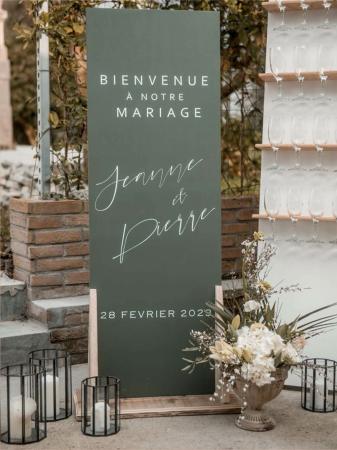 MARIAGE_R&B – Sticker Panneau d’accueil vertical vert foncé