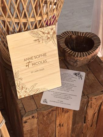 MARIAGE_COLLECTION CHAMPÊTRE 2025_MONSTERA_Support de voeux bois_2