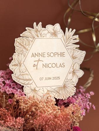 MARIAGE_COLLECTION CHAMPÊTRE 2025_MONSTERA_Cake topper bois_2