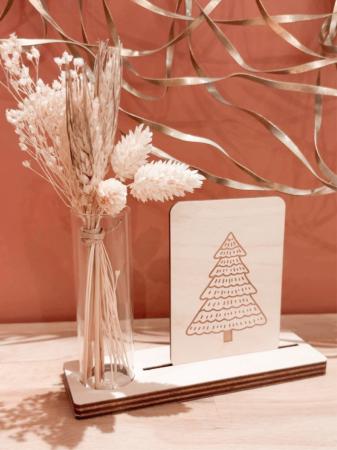 NOEL_SUPPORT VASE + CARTE BOIS_ Carte Sapin de Noël
